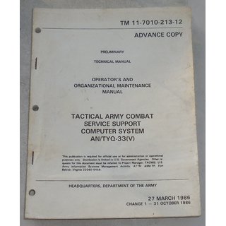 Tactical Army Combat Service Support Computer System, AN/TYQ-33(V), TM 11-7010-213-12