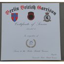 Certificate of Service for  25 Years to the Berlin...